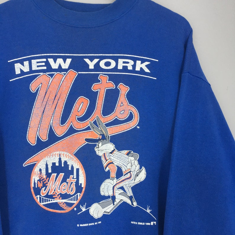Vintage Rare Warner Bros New York Mets MLB Sweatshirt Large New York