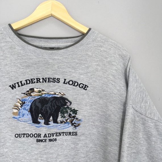 Vintage Wilderness Lodge Black Bear Sweatshirt Xlarge Bear Animal Wildlife Embroidered Sweater Lost Lake Wilderness Lodge Crewneck Size XL Etsy Canada
