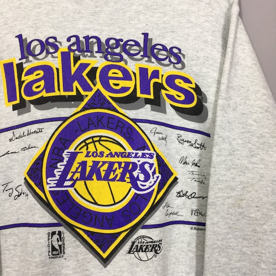 VillaPickersStore Vintage 90s Los Angeles Lakers NBA Sweatshirt Medium Los Angeles Lakers Player Signature Sweater La Lakers Basketball Team Crewneck Size M
