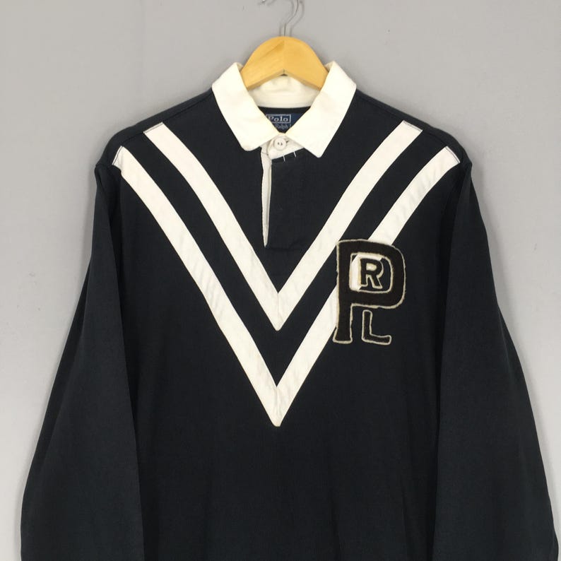 RARE Vintage Polo Ralph Lauren Rugby Shirt Large Polo RL 8 Embroidery ...