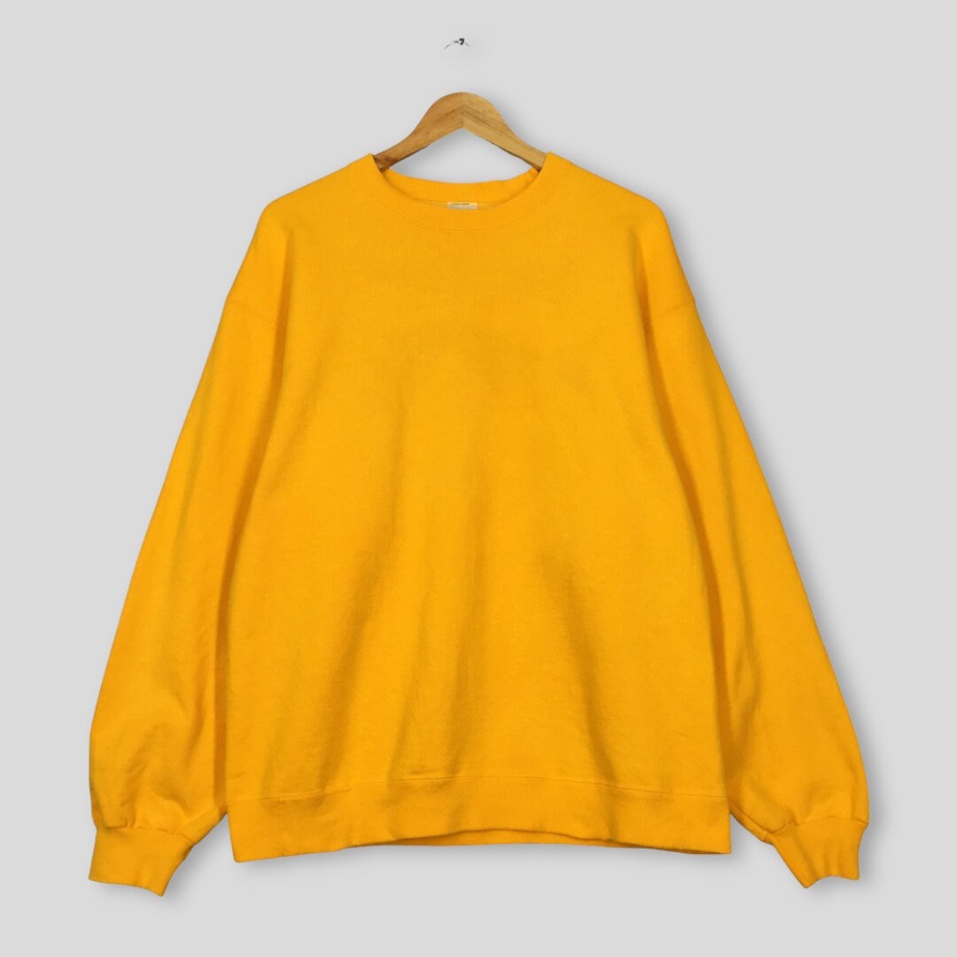 Vintage 90s Fruit of the Loom Plain Yellow Sweatshirt Large - Etsy UK