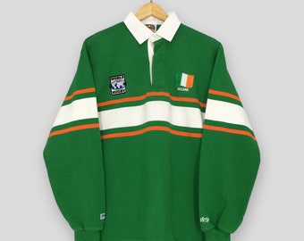 Vintage Ireland Rugby World Cup Polo Shirt Small Barbarian Rugby Wear World Rugby Ireland Shirt Ireland Home Long Sleeve Rugby Shirt Size S
