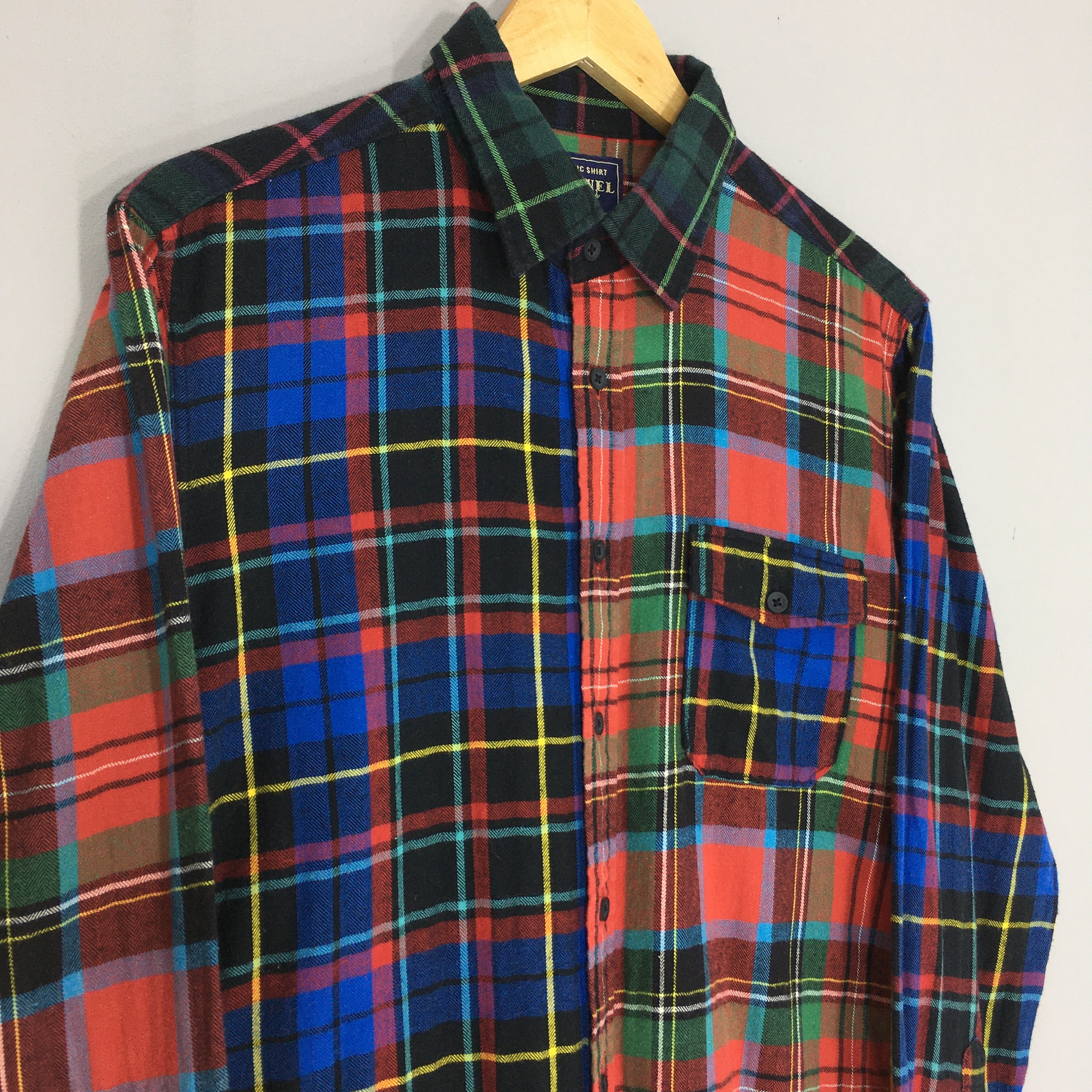 Face Patchworked Flannel Shirt