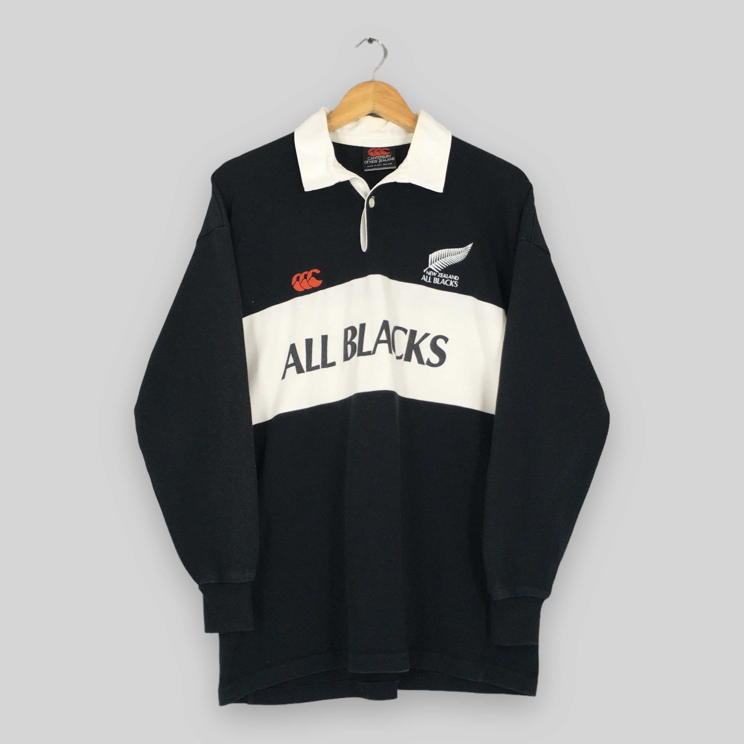 Vintage Canterbury of New Zealand All Blacks Rugby Shirt Large  