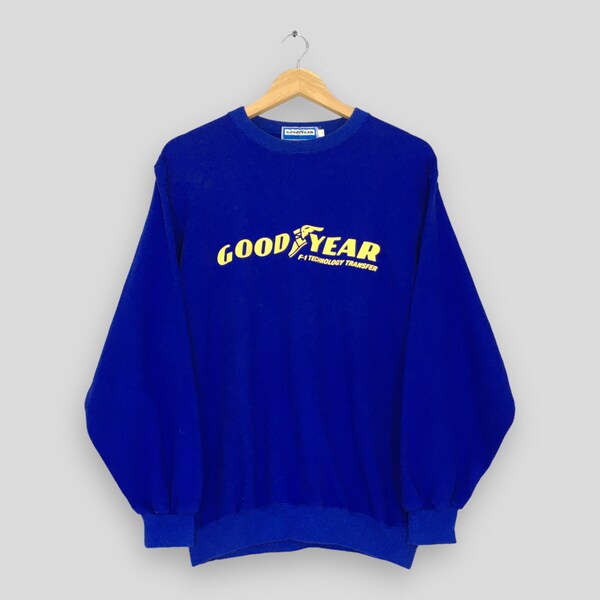 Vintage 90s Goodyear F1 Racing Blue Sweatshirt Medium Goodyear Eagle Formula 1 Team Spell Out Sweater Goodyear Racing Team Crewneck Size M