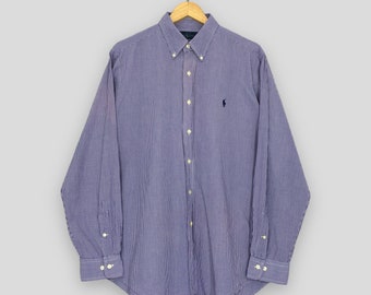 Chemise Oxford à carreaux Ralph Lauren vintage des années 90, polo moyen, chemise en flanelle brodée poney Polo Ralph Lauren chemise boutonnée à carreaux taille M