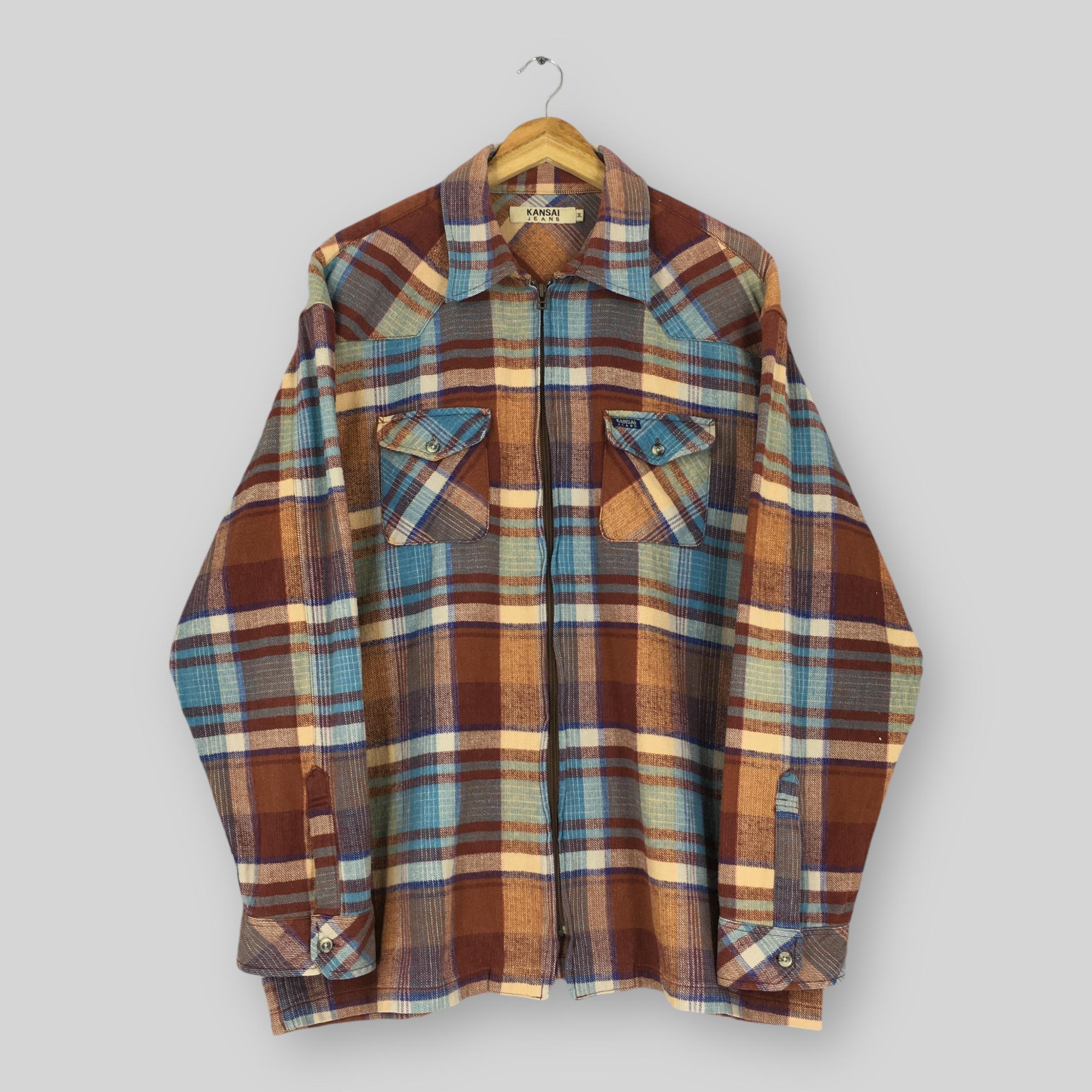 Vintage Kansai Jeans Plaid Checkered Flannel Shirt Xxlarge Kansai 