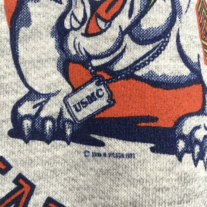 Vintage 80's United States Marine Corps Sweatshirt Large USMC Bulldogs