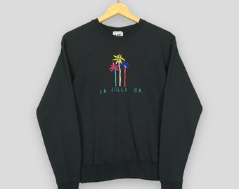 Vintage 90s La Jolla California Black Sweatshirt Small La Jolla CA Embroidery Spell Out Sweater La Jolla Jumper California Crewneck Size S