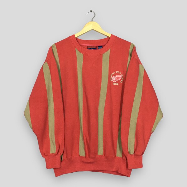 Vintage Detroit Red Wings Nhl Sweatshirt Medium Detroit Red Wings Embroidered Sweater Red Wings American Hockey Nhl Striped Crewneck Size M