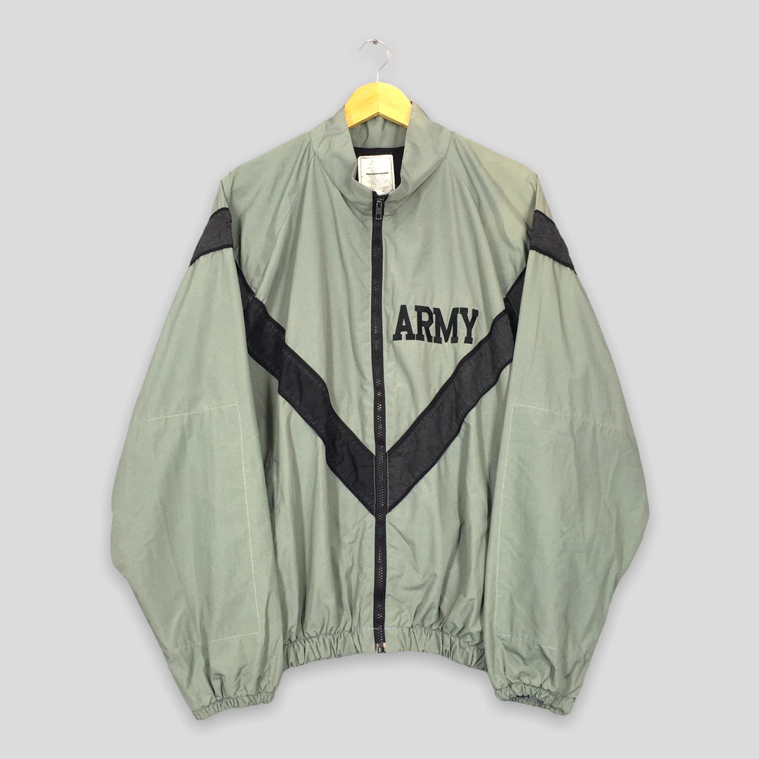 Vintage 90s Us Army Gray Zipper Windbreaker Jacket Large Army - Etsy