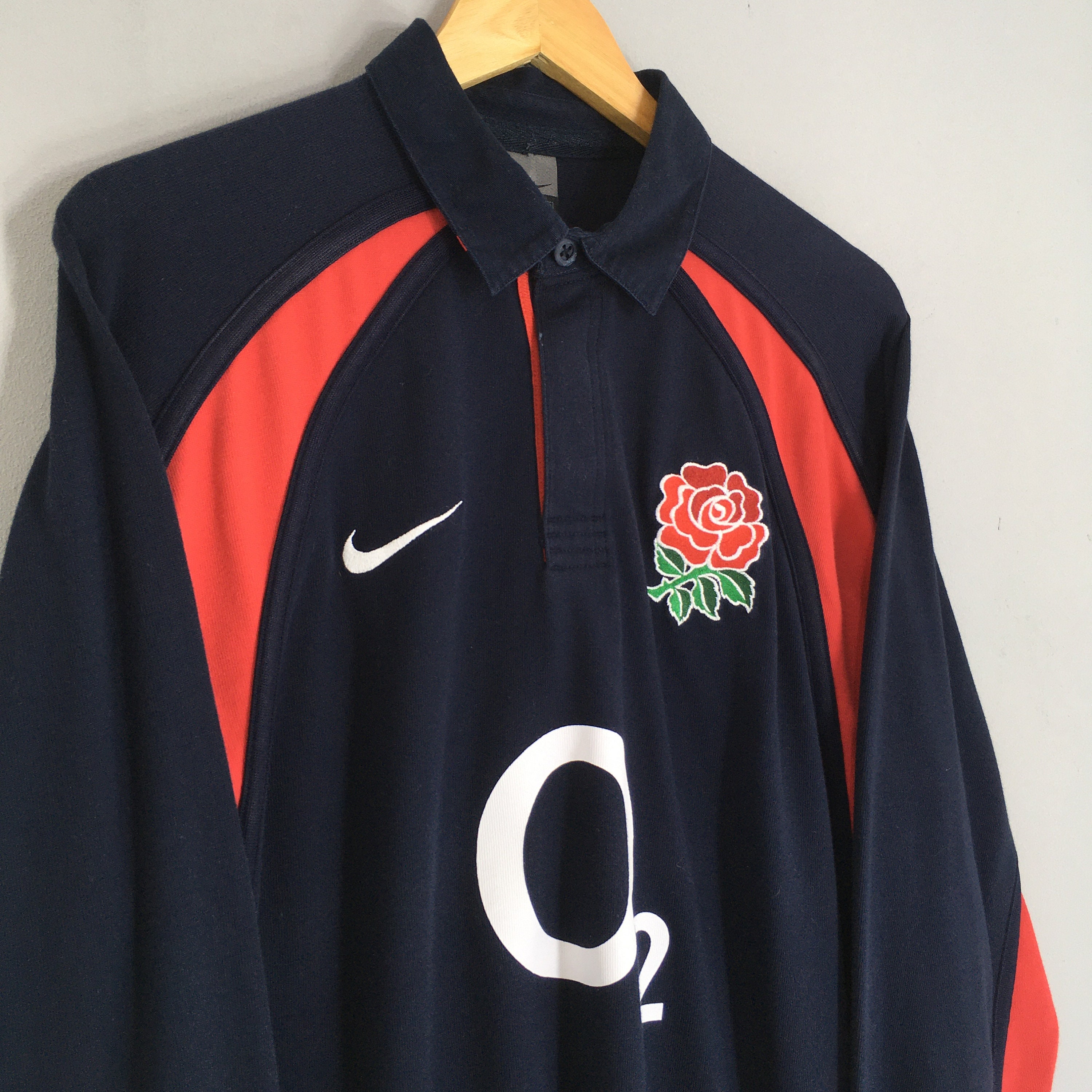 Vintage Y2K Nike England O2 Polo Rugby Shirt Medium Nike Vintage Y2K Nike England O2 Polo Rugby Shirt Medium Nike