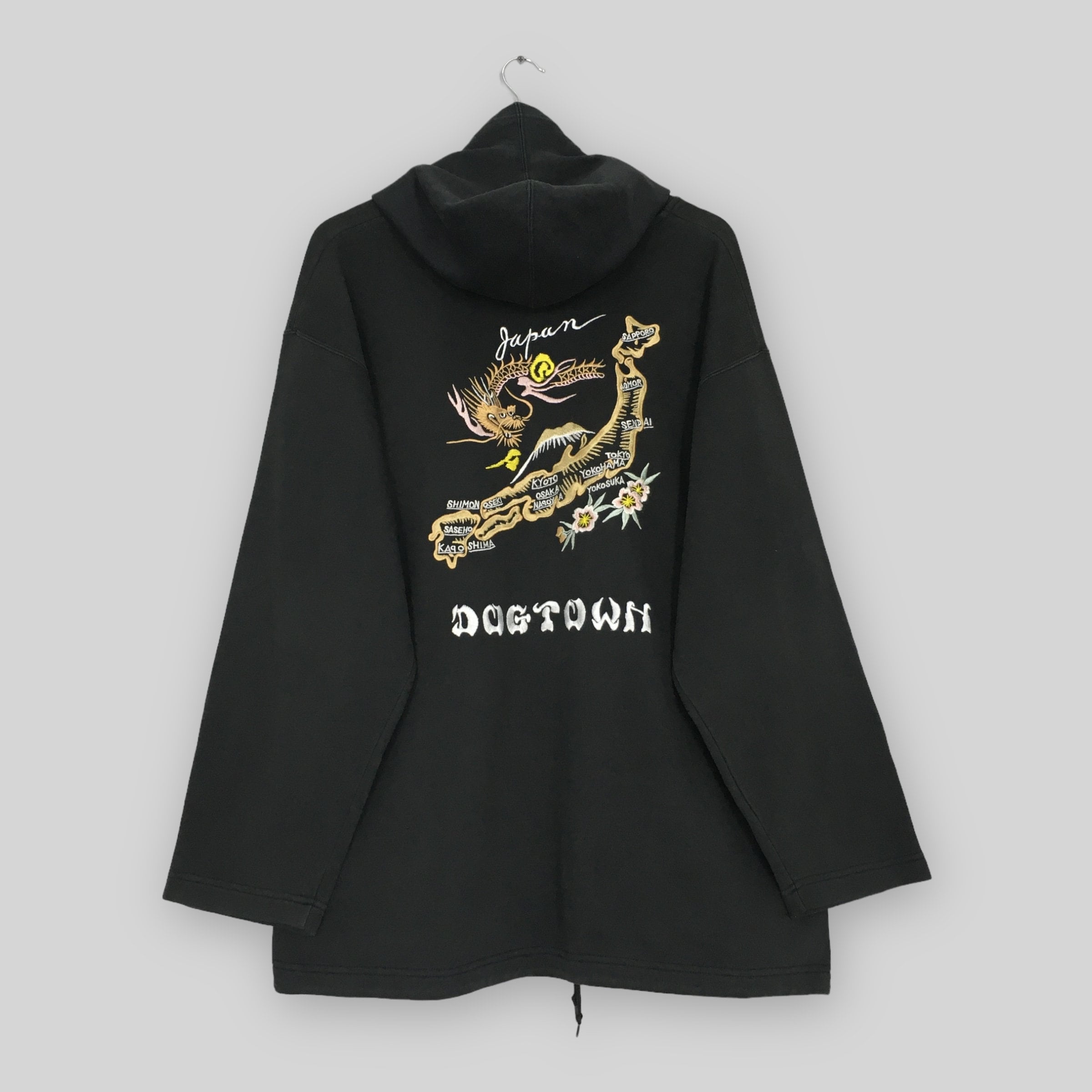 DOG TOWN BLACK DRAGON スカジャン X-LARGE DOGTOWN BLACKDRAGONスカジャン黒龍ドッグタウンブラック