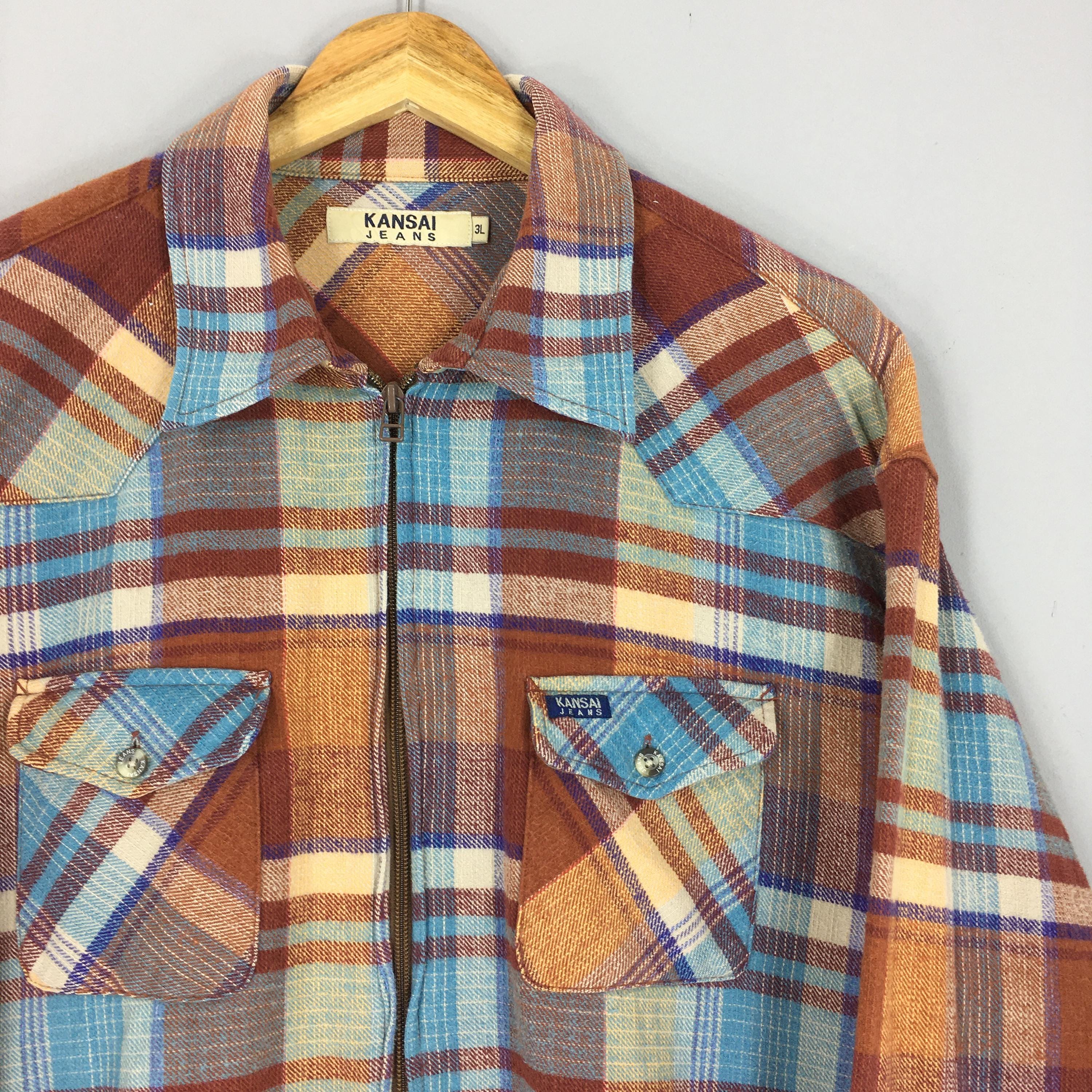 Vintage Kansai Jeans Plaid Checkered Flannel Shirt Xxlarge Kansai 