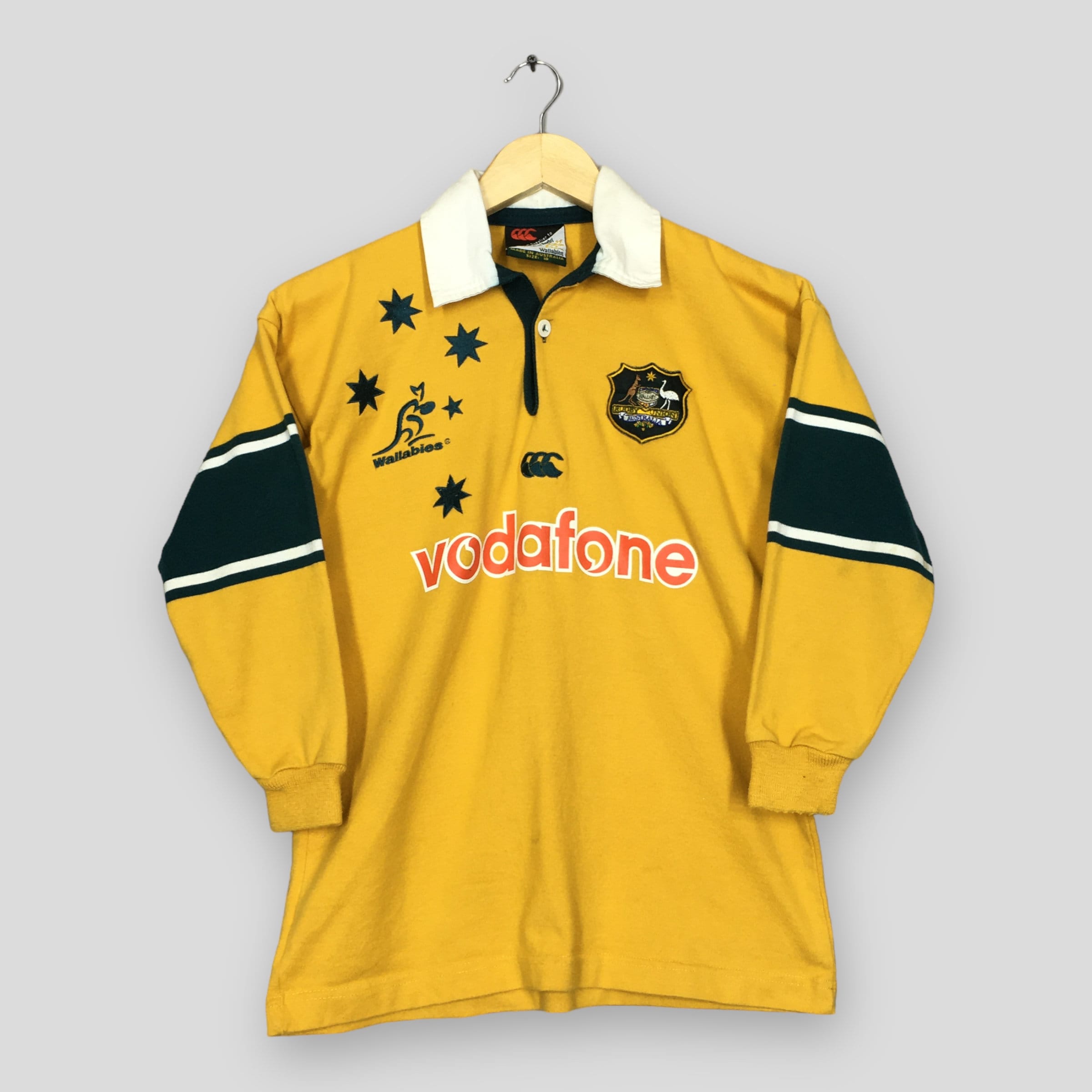 Vtg Green Yellow Sewn KANGAROOS Australian Rugby League ARL 