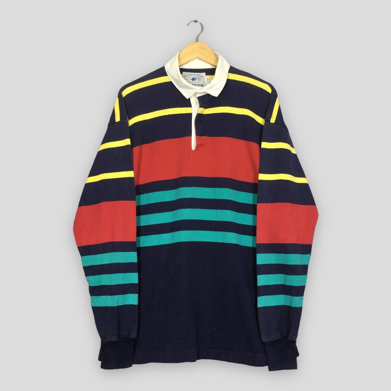 Vintage Lands' End Stripes Polo Rugby Shirt Xlarge Etsy
