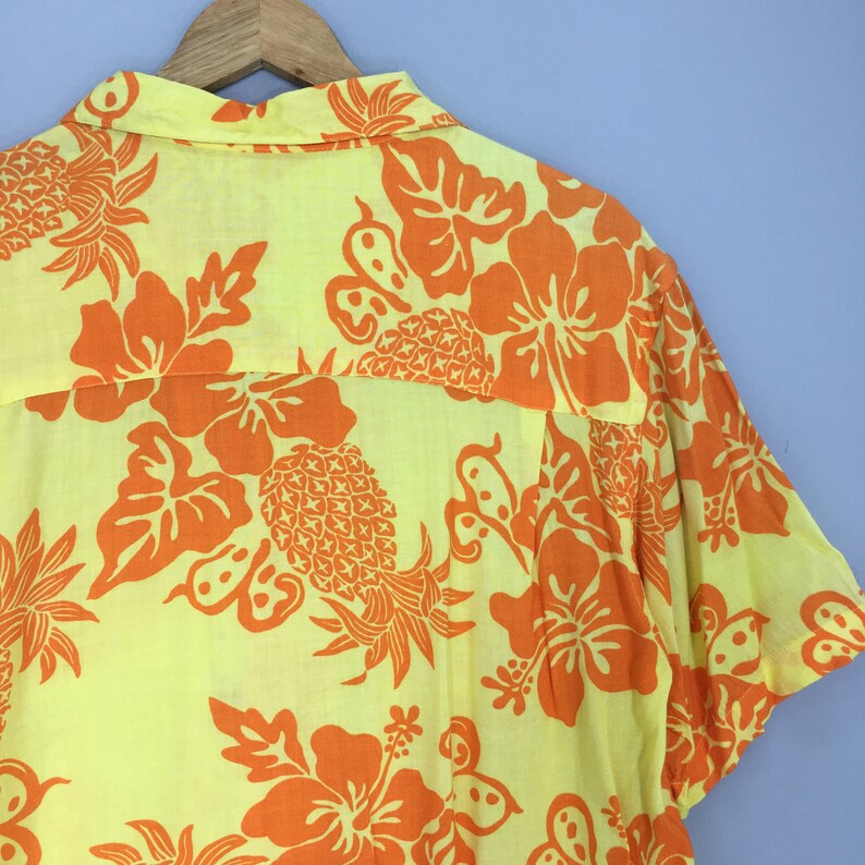 White Rayon Pineapples Island Aloha Shirt