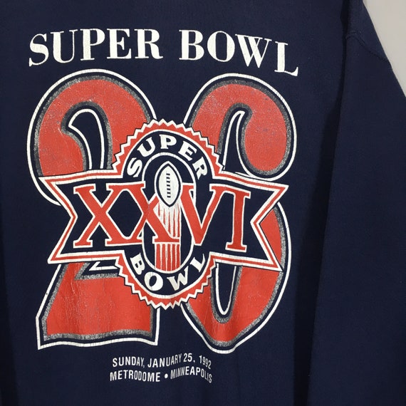 Vintage 90s Super Bowl XXVI Minnesota Sweatshirt Xlarge 1992 Super Bowl Minneapolis Sweater Super Bowl Nfl Football Blue Crewneck Size XL Etsy