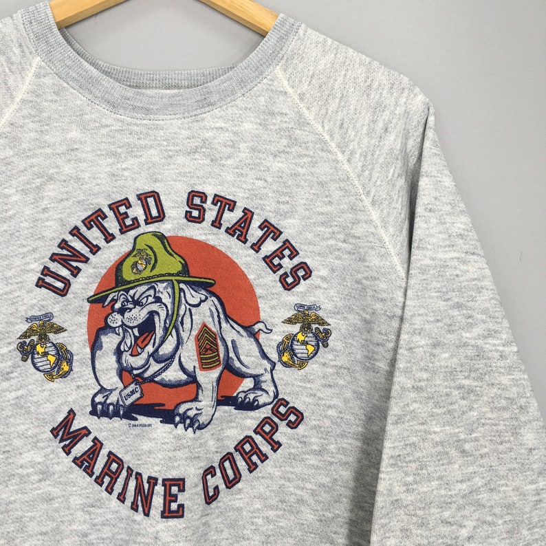 Vintage 80's United States Marine Corps Sweatshirt Large USMC Bulldogs