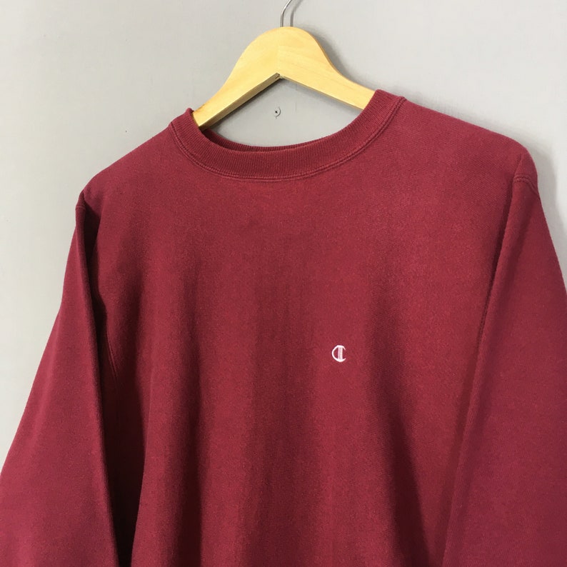 Vintage Champion Reverse Weave Maroon Sweatshirts Großes 80er Jahre Champion Stickerei Script Logo Pullover Champion USA Sportswear Crewneck Gr. L Bild 3