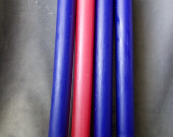 Blue Beeswax Advent Candles, Set of 4 10 inch Colonial Style