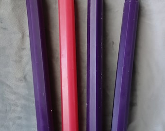 Octagonal Beeswax Advent Tapers, Set of Four 10 inch Candles