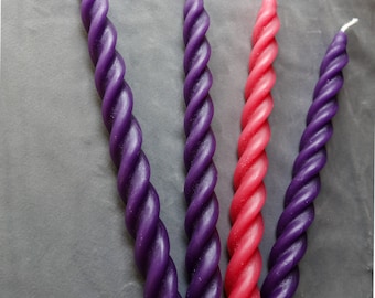 Advent candles pure beeswax twisted spiral candles 7.25 inches