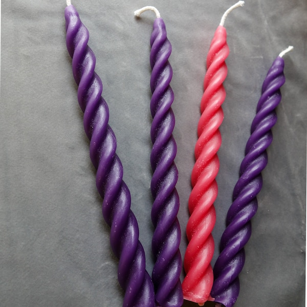 Advent candles pure beeswax twisted spiral candles 7.25 inches