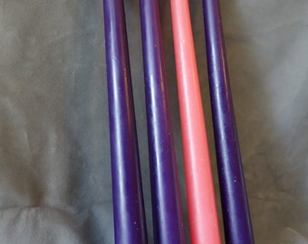 Beeswax Advent Tapers, Set of Four 10 inch Advent Candles