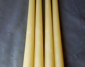 Natural Beeswax Taper Candle: 10 Inch, Yellow or White