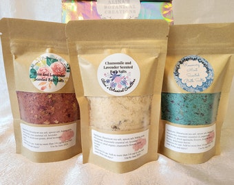 Bath Salts Gift Set/Bath salts/Soaking salts/herbal bath salts/4 oz bath salts