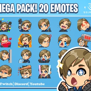 Leon Mega Pack 20 Emotes Pack | Resident Evil twitch emotes | Dead by Daylight emotes | horror emotes | Discord stickers | Youtube emojis