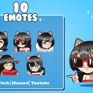 Cute Cat Anime Girl Emotes Twitch Discord Youtube Facebook