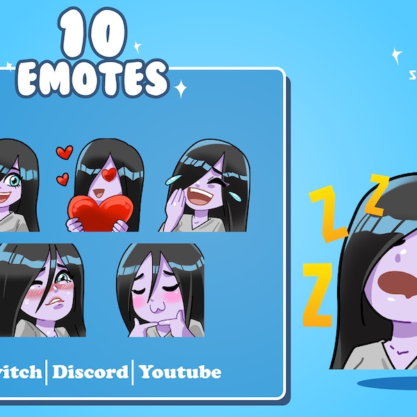 The Ringu Sadako 10 Emotes Pack for Twitch, Youtube, and Discord