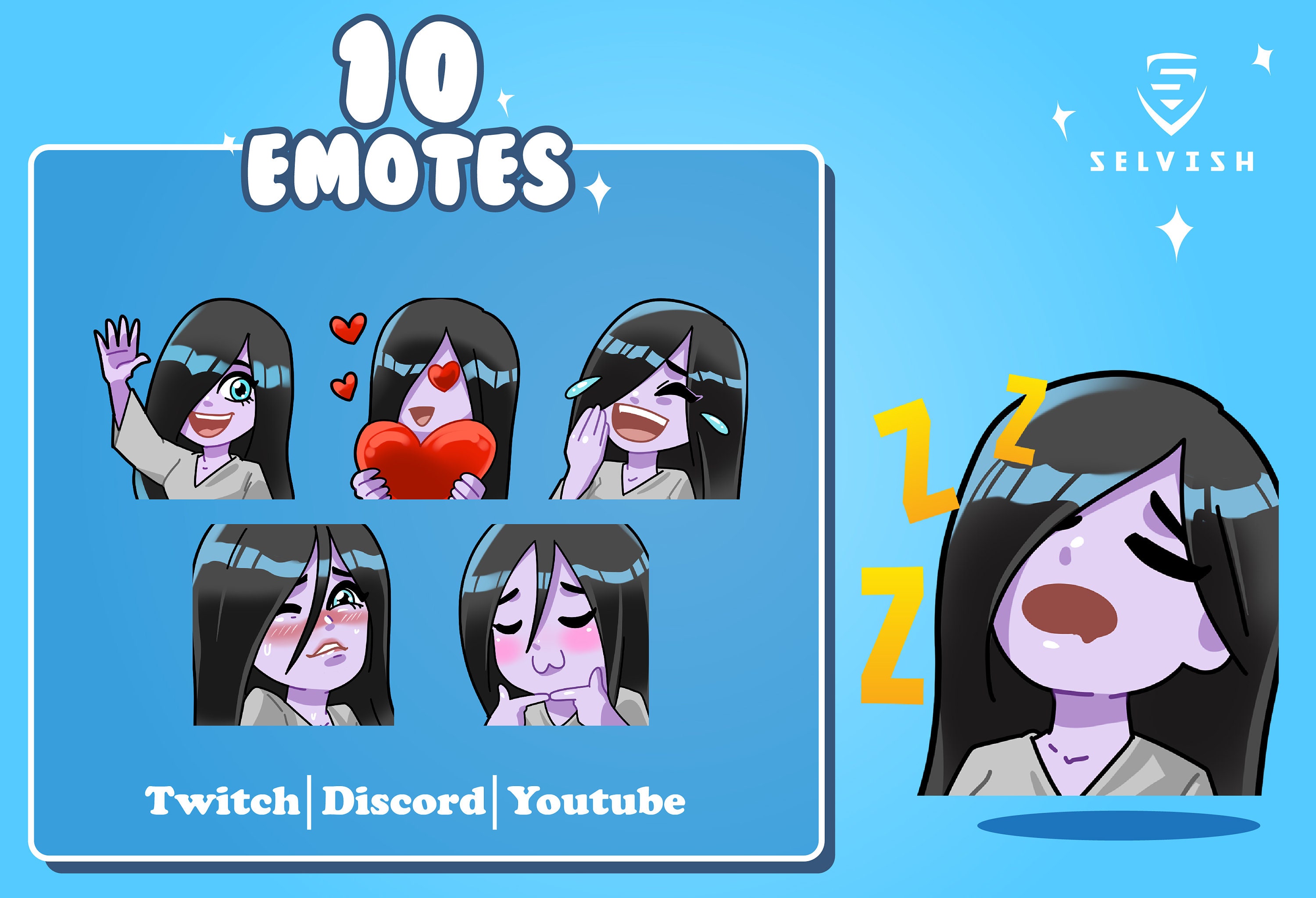 The Ringu Sadako 10 Emotes Pack for Twitch, Youtube, and Discord