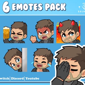 Chris Redfield 6 Emotes Pack 2 | Chris Redfield twitch emotes | Resident evil emotes | RE VIII emotes | Discord stickers | Youtube emojis