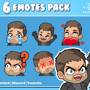 Chris Redfield 6 Emotes Pack | Chris Redfield twitch emotes | Resident evil emotes | RE VIII emotes | Discord stickers | Youtube emojis