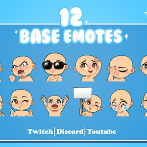 12 Emote Base Pack, Chibi Emotes Basis, Twitch Emotes, Discord Emotes, diy Emotes