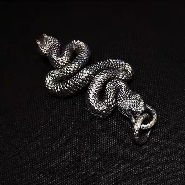 Saharan horned viper pendant | Reptile silver pendant | Double head horned desert viper pendant | Occult pendant snake | Snake jewelry men