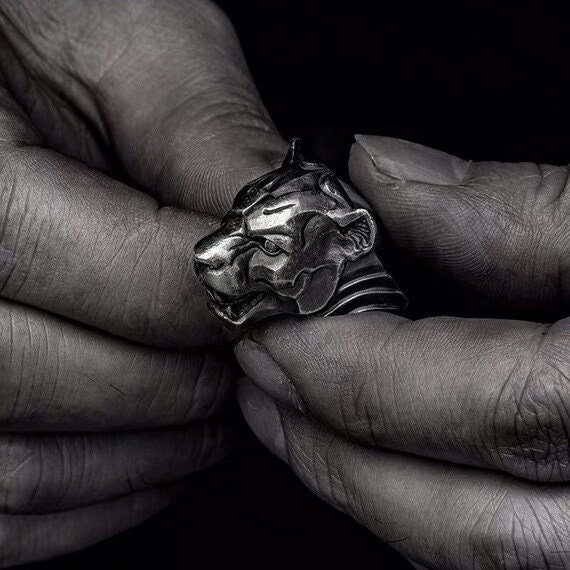 Black Panther Ring | Black Jaguar Ring | 24K Gold Eyes