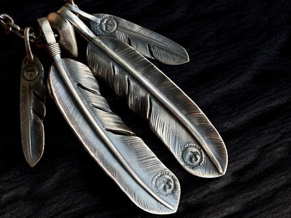 Feather Pendant Necklace | Silver Tribal Necklace | Eagle Feather Pendant Necklace | Silver Tribal Necklace | Eagle