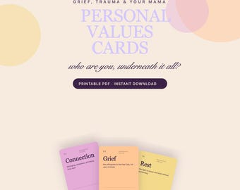 Jeu de cartes Valeurs personnelles | Cartes de découverte de soi et de clarification des valeurs | PDF imprimable à téléchargement immédiat