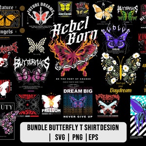 T-shirt designs bundle , butterflies street wear design bundle , streetwear design bundle , bikers design ,urban t-shirts , flora fauna