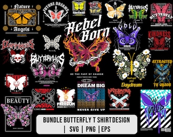 T-shirt designs bundle , butterflies street wear design bundle , streetwear design bundle , bikers design ,urban t-shirts , flora fauna