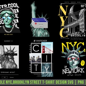 T-shirt designs bundle , New York city, Brooklyn design bundle , streetwear design bundle , bikers design , rock bands t-shirts design