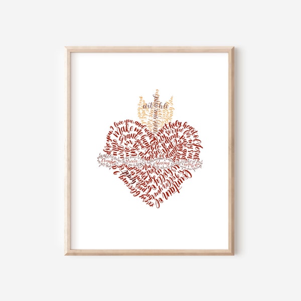 Sacred Heart of Jesus - Catholic Calligraphy Art