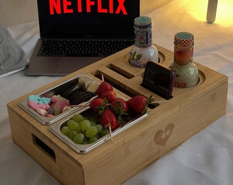 Couch Sofa Tray/ Snack & Drink Holder/ Bamboo Wooden mini bar/ Car Cup Holder/ Beer and Snack Carrier Organiser/ Gift Idea for Dad/ TV Box