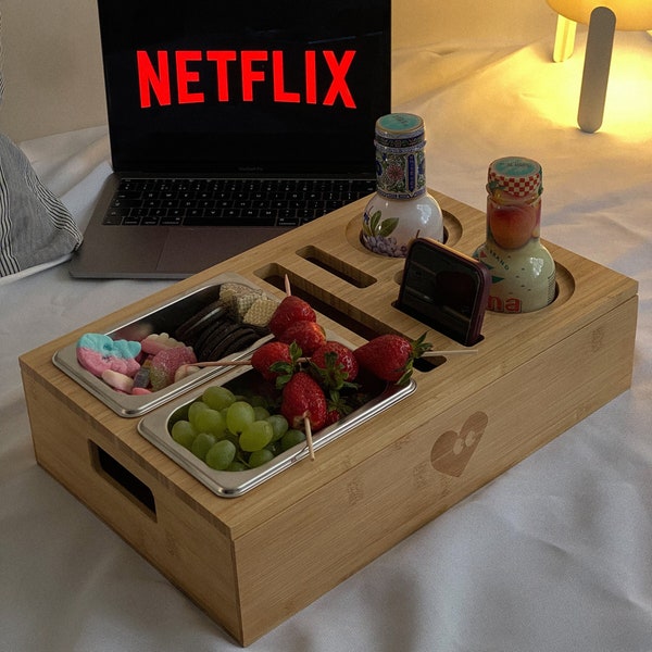 Couchbar Sofabar Tray Snackbar Drink Holder Bamboo Snack Wooden mini bar Couch Bar Beer and Snack Bar Organiser Gift for Dad TV Box