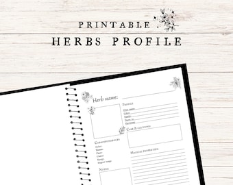 Página del libro de sombras en blanco de hierbas, página de grimorio digital, planificador de brujas imprimible, página del diario de brujas, hoja de trabajo de la página del libro de hechizos Descargar