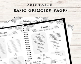 Basic Book of Shadows Pages, Digital Grimoire Pages, Witch Planner Printable, Witch Journal Pages, Spell Book Beginner Page Instant Download